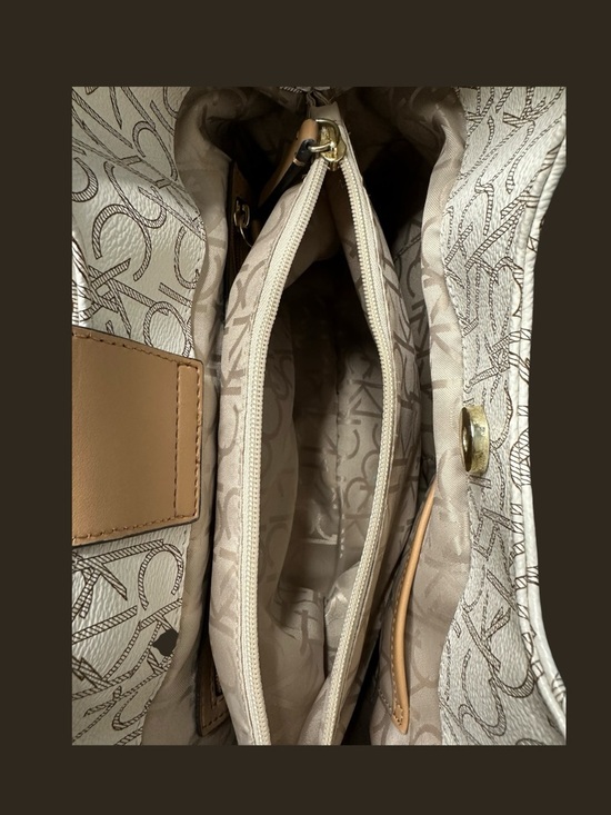 🌻 Calvin Klein Monogram Shopper Top Handle Bag #808 - Picture 7 of 11